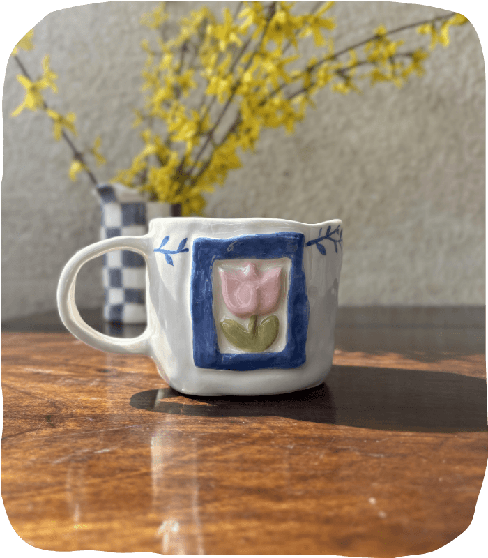 Tulipános bögre helikeramia